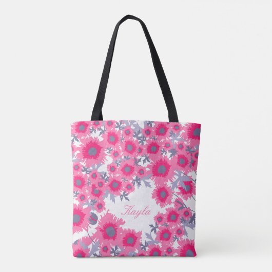 Name Rosa & weiße Pappchen Blumenbeete Blume Tasche (Rückseite)