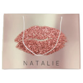 Name Rose Blush Pearl Pink Kiss Lip Glitzer Kupfer Große Geschenktüte (Vorderseite)