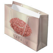 Name Rose Blush Pearl Pink Kiss Lip Glitzer Kupfer Große Geschenktüte (Vorderseite Schrägansicht)