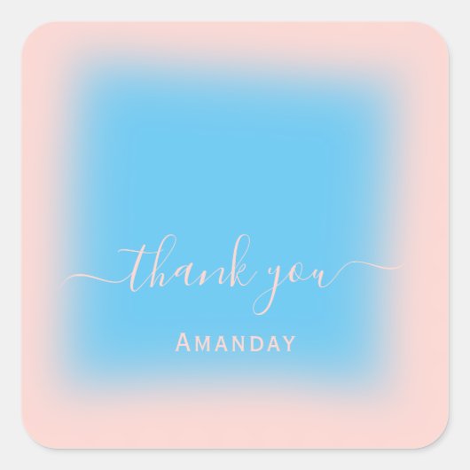 Name Rose Ocean Pastel Bridal Sweet16 Quadratischer Aufkleber (Vorderseite)