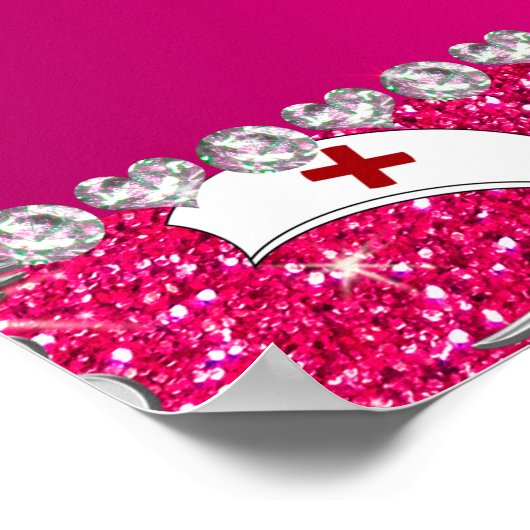 Name Rose Rosa Glitzer Hüte silber Caduceus Poster (Ecke)