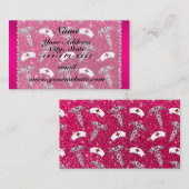 Name Rose Rosa Glitzer Hüte silber Caduceus Visitenkarte (Vorne/Hinten)