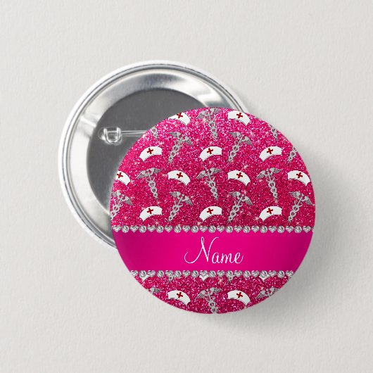 Name Rose Rosa Glitzer Krankenschwester Hüte silbe Button (Vorne & Hinten)