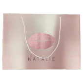 Name Rosen Gold Pink Pearl Kiss Lips Gefallen Gesc Große Geschenktüte (Rückseite)