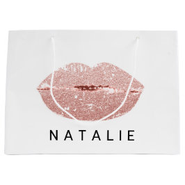 Name Rosen Kiss Lips Glitzer Grau Minimalim Große Geschenktüte