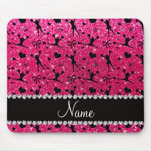 Name-Rosenrosa-Glitter cheerleading Mousepad (Vorne)