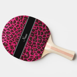 Name-Rosenrosa-Glitter-Leoparddruck Tischtennis Schläger