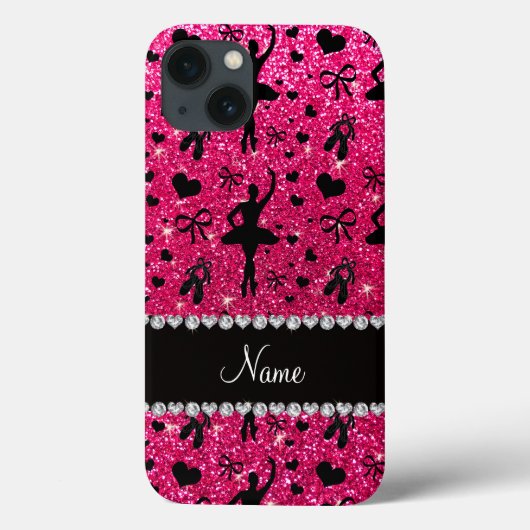 Name-Rosenrosa-Glitterballerinen Case-Mate iPhone Hülle (Rückseite)