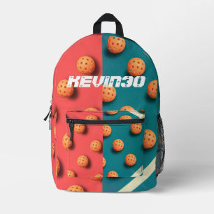 Name Rot und Blau Pickleball Player Spaß Design hi Bedruckter Rucksack