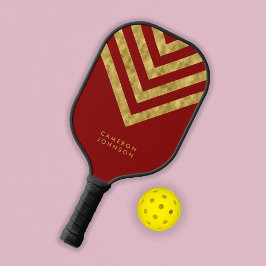 Name Rot und Imitate Gold Zickzack hinzufügen Pickleball Schläger