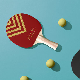 Name Rot und Imitate Gold Zickzack hinzufügen Tischtennis Schläger