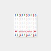 Name; Rote, blaue und grüne WeihnachtsStrümpfe Post-it Klebezettel (Vorderseite)