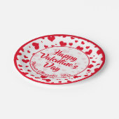 Name| Rote Valentinhörer Random Muster Pappteller (Schrägansicht)