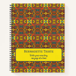 Name Rotes Gelbes Orange Inspiriertes Muster hinzu Notizblock