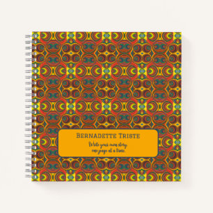 Name Rotes Gelbes Orange Inspiriertes Muster hinzu Notizblock
