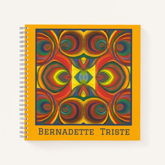 Name Rotes Gelbes Orange Inspiriertes Muster hinzu Notizblock (Vorderseite)