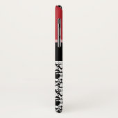 Name-rotes schwarzes Damast-Muster-Monogramm Case-Mate iPhone Hülle (Hinten/Links)