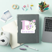 Name Roxanne & Initial mit floralem Design Aufkleber (iPad Hülle)