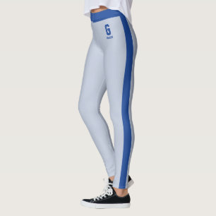 Name Royal Powder Blue Streifen Monogramm anpassen Leggings