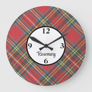 Name, Royal Stewart Tartan Acryl Große Wanduhr