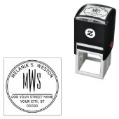 Name Rücksendeadresse 3 Initial Monogramm 2X Rahme Permastempel (Beispiel)