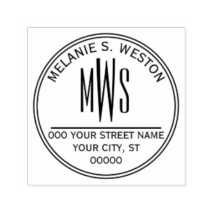 Name Rücksendeadresse 3 Initial Monogramm 2X Rahme Permastempel