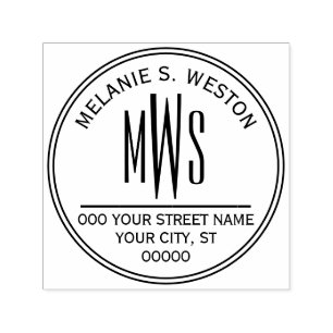 Name Rücksendeadresse 3 Initial Monogramm 2X Rahme Permastempel
