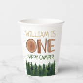 Name Rustic One Happy Camper Pappbecher (Vorderseite)