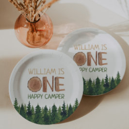 Name Rustic One Happy Camper Pappteller