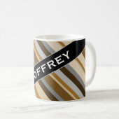 Name + Sandy Beach Colors Inspiriert Striptes Must Kaffeetasse (VorderseiteRechts)