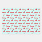 Name Santa Flamingo Weihnachtswrapping Paper Geschenkpapier Set (Vorderseite 3)