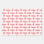Name Santa Pink Flamingo Weihnachten Geschenkpapier Set (Vorderseite)