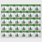 Name, Santa Sleigh, Rentiere, Baum- und Schneeszen Geschenkpapier (Flach)