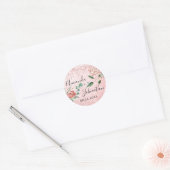 Name Save the Date Pink Roses Tropfens Minze Glitz Runder Aufkleber (Umschlag)