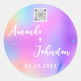 Name Save the Date QR-Code Logo Holografisch Runder Aufkleber