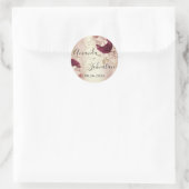 Name Save the Date Rose Gold Florals Runder Aufkleber (Tasche)