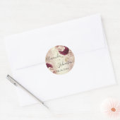 Name Save the Date Rose Gold Florals Runder Aufkleber (Umschlag)