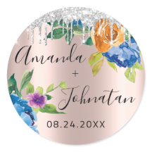 Name Save the Date Rose Silver Tropfens Navy