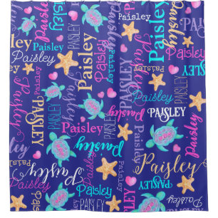 Name Schildkröte Seastar Muster rosa blaue Aqua Ko Duschvorhang