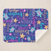 Name Schildkröte Seastar Muster rosa blaue Aqua Ko Sherpadecke (Vorderseite (Horizontal))