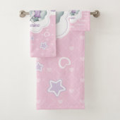 Name-Schlafenhäschen in rosa und in Lila Badhandtuch Set (Insitu)