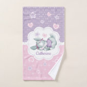 Name-Schlafenhäschen in rosa und in Lila Badhandtuch Set (Handtuch)