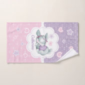 Name-Schlafenhäschen in rosa und in Lila Badhandtuch Set (Handtuch)