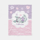Name-Schlafenhäschen in rosa und in Lila Fleecedecke (Vorderseite)
