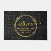 Name Schlicht Burlap Doormat aus Black & Gold Fußmatte (Vorderseite)