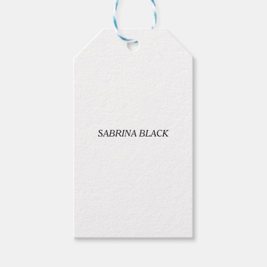 Name Schlicht Modern Minimalistisch Simple White Geschenkanhänger (Vorderseite)