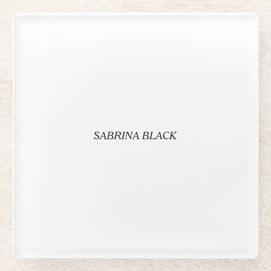 Name Schlicht Modern Minimalistisch Simple White Glasuntersetzer (Vorderseite)