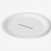 Name Schlicht Modern Minimalistisch Simple White Pappteller (Schrägansicht)