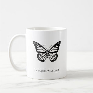 Name Schmetterling Schwarz und Weiß Kaffeetasse