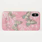 Name Schmetterlinge florale rosa iPhone Fall Case-Mate iPhone Hülle (Rückseite (Horizontal))